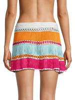 Hand Crochet Striped Cover-Up Miniskirt