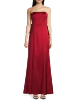 Satin Strapless A-Line Gown