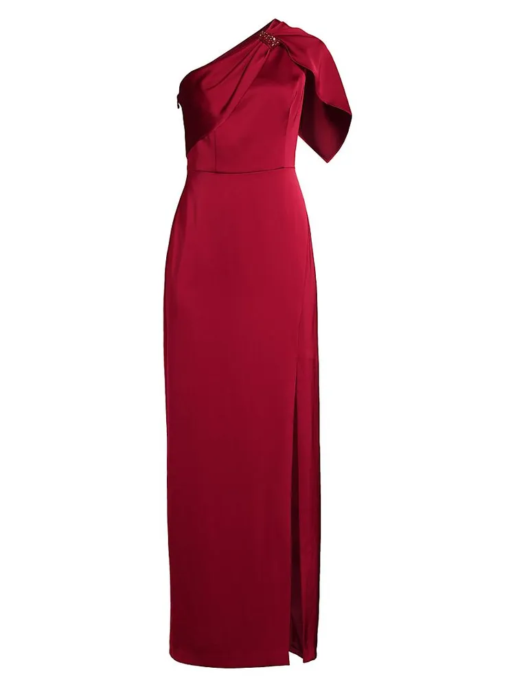 Satin One-Shoulder Column Gown