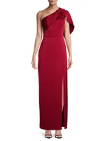 Satin One-Shoulder Column Gown