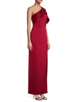 Satin One-Shoulder Column Gown