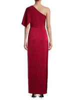 Satin One-Shoulder Column Gown