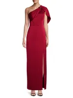 Satin One-Shoulder Column Gown