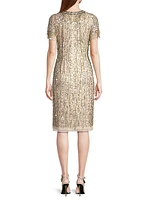 Beaded Mesh Sheath Dress