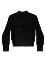 Horizontal Allover Furry Fitted Sweater