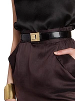 Male Buckle Belt In Shiny Leather