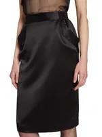 Pencil Skirt Silk Satin Crepe