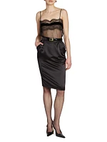 Pencil Skirt Silk Satin Crepe