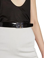 Male Buckle Belt In Shiny Leather