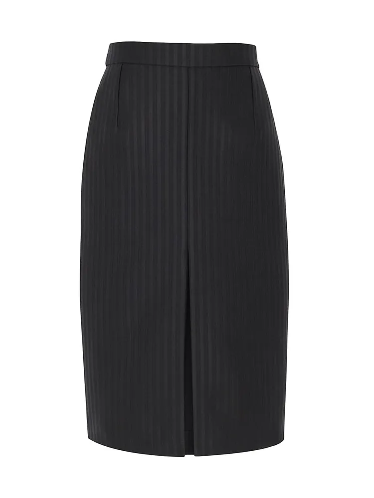 Pencil Skirt Striped Wool And Silk