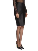 Pencil Skirt Striped Wool And Silk