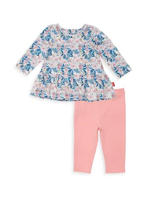 Baby Girl's Once And Floral Peplum Ruffle Top & Leggings Set