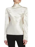 Cowl-Back Blouse Silk Satin Crepe