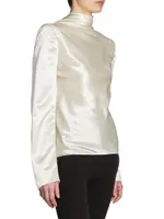 Cowl-Back Blouse Silk Satin Crepe