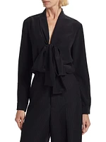 Angelique Silk Tie-Neck Blouse