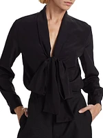 Angelique Silk Tie-Neck Blouse