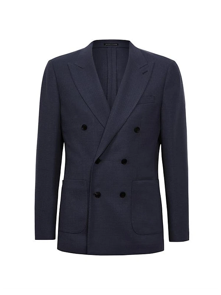 Wool-Blend Double-Breasted Blazer