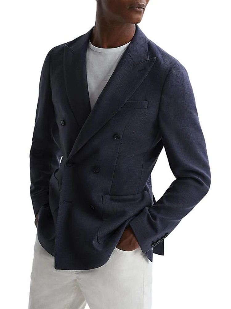 Wool-Blend Double-Breasted Blazer