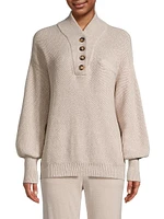 Cozy Cotton-Blend Henley Sweater