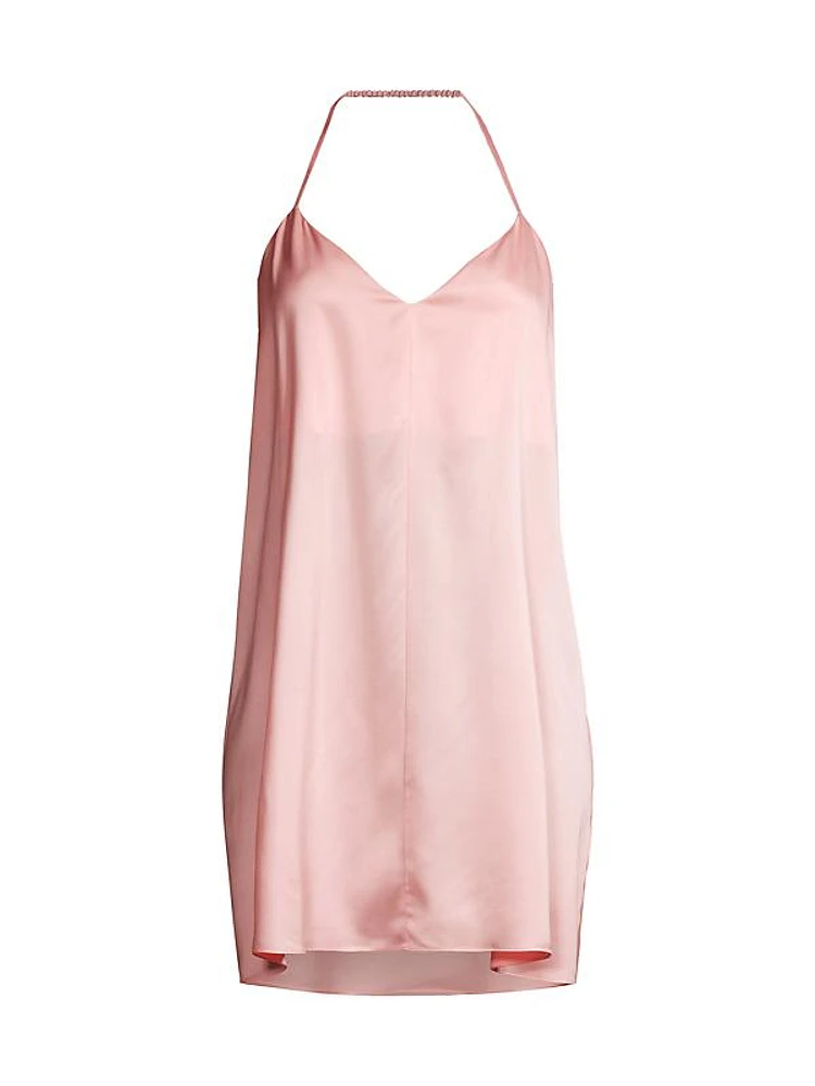 Silk Halterneck Mini-Slipdress