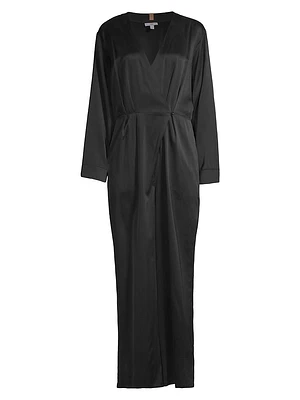 Washable Silk Long-Sleeve Jumpsuit