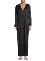 Washable Silk Long-Sleeve Jumpsuit