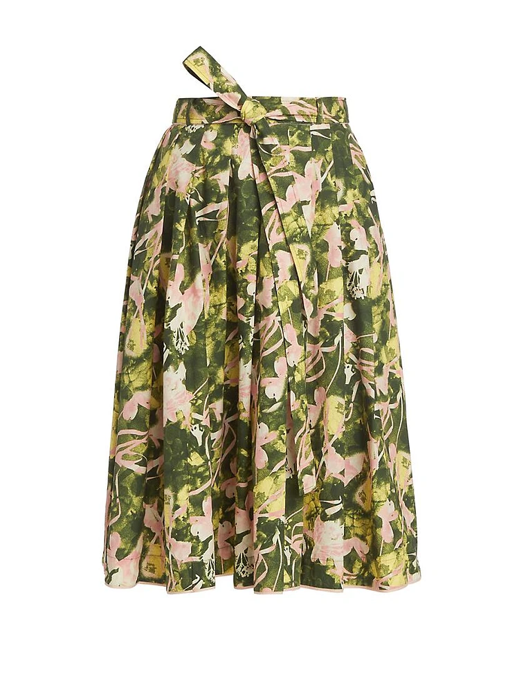 Floating Iris Floral A-Line Skirt