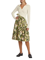 Floating Iris Floral A-Line Skirt