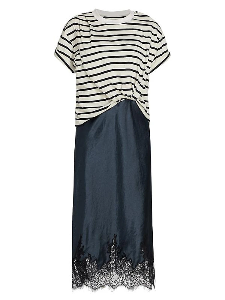 Striped T-Shirt Slip Combo Dress