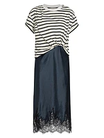 Striped T-Shirt Slip Combo Dress