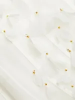 Petal Appliqué Linen-Silk Corset Gown