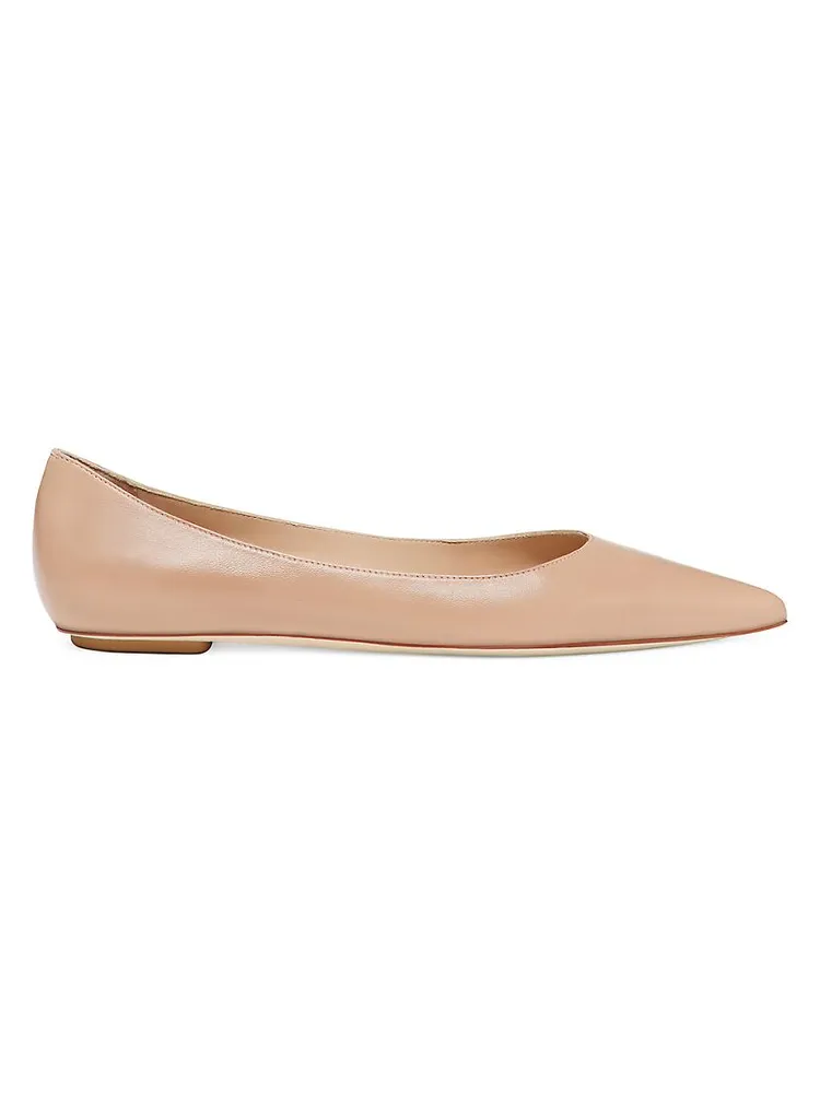 Emilia Pointed-Toe Leather Ballet Flats