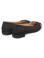 Sleek Bow Denim Ballerina Flats