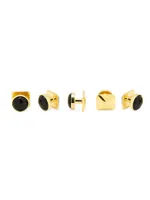 Ox And Bull Trading Co. 5-Piece Gold-Plated Metal & Onyx Stud Cufflink Set