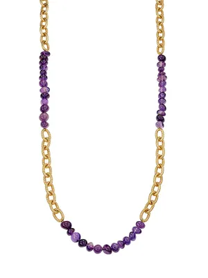 22K-Gold-Plated & Amethyst Oval-Link Chain Necklace