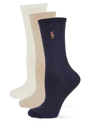 3-Pack Cotton-Blend Knit Socks
