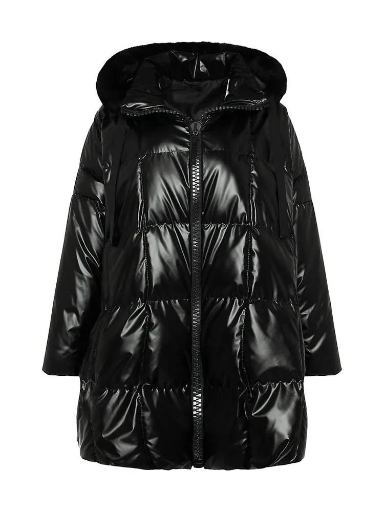 Quilted Parka with Shearling Lamb Trim