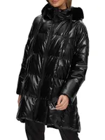 Quilted Parka with Shearling Lamb Trim