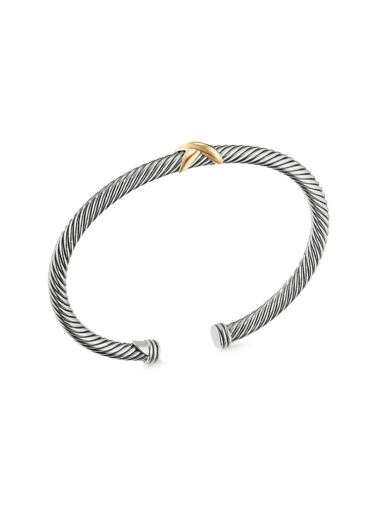 X Classic Cable Station Bracelet Sterling Silver