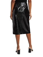 Juniper Croc-Effect Faux Patent Leather Pencil Skirt