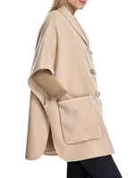 Shearling-Trim Wool Cape