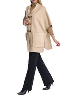 Shearling-Trim Wool Cape