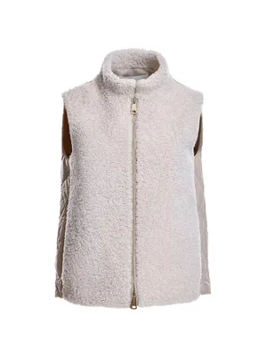 Shearling & Quilted Wool Vest