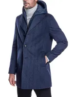 Herringbone Zip-Out Hooded Coat