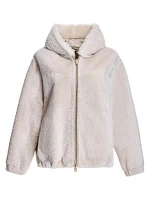 Reversible Hooded Shearling Jacket