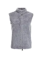 Shearling & Plaid Wool Vest