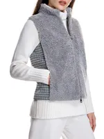 Shearling & Plaid Wool Vest