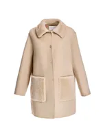 Shearling-Trim Wool Coat