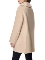 Shearling-Trim Wool Coat