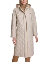 Quilted Nylon Hooded Coat